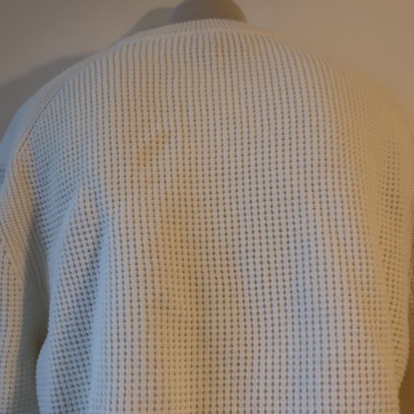 Mens Club Monaco White Thick Waffle Knit Cotton Blend Pullover Sweater L * - Picture 9 of 10